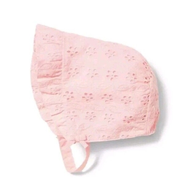 Janie and Jack Baby Crystal Rose Eyelet Ruffle Bonnet Size 0-3m New W/ Tags! - Picture 1 of 5